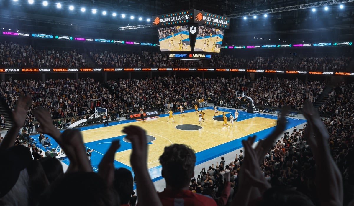 Fans watching a basketball game